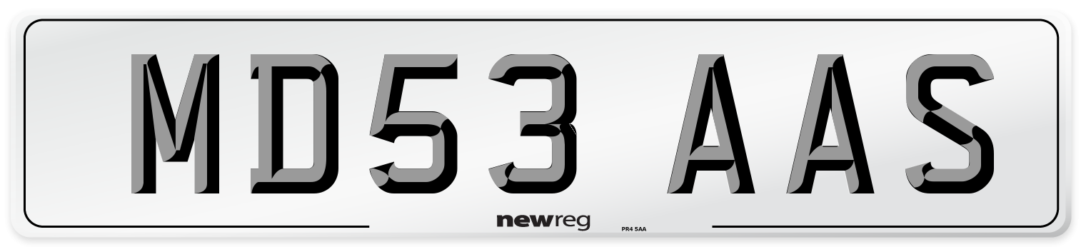 MD53 AAS Number Plate from New Reg